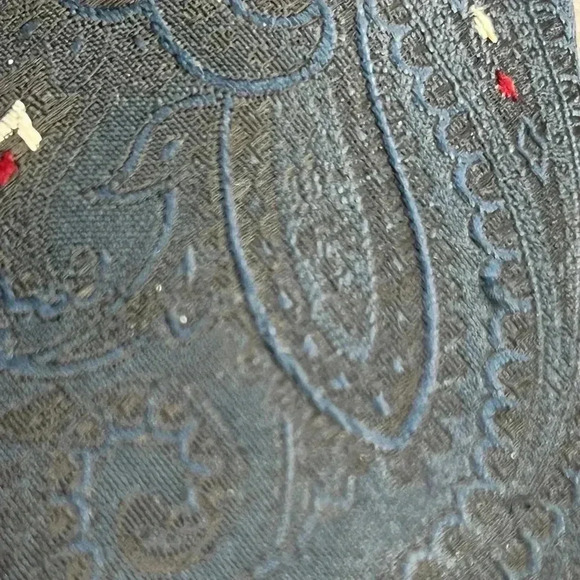 Beautiful Paisley Vintage Textured Polyester Tie blk/ blue  red & white accents - Picture 3 of 5